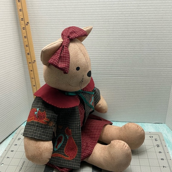 Adorable Cat Plush with Red Bow - Picture 8 of 9